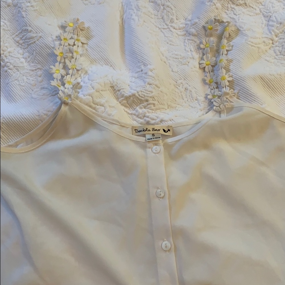 Flowy white tank with flower straps